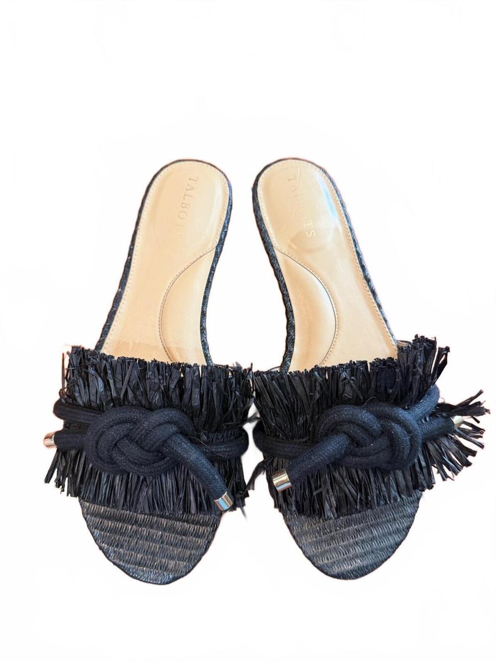 Talbots Keri Rope Black Slide Sandals Size 8.5M